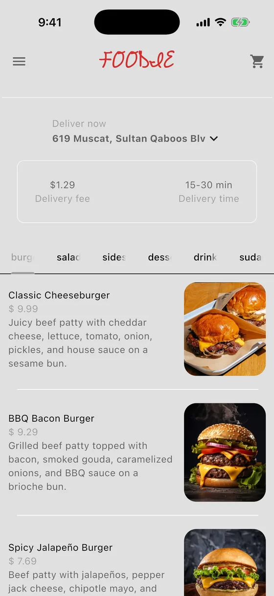 Foodie · Food delivery · MENU